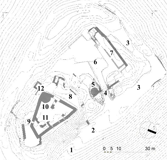 Kostomlaty, zam��en� hradu podle F. Gabriela